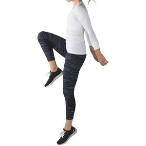 Lululemon Navy Heather Pace Rival Ruched Crop Leggings 4